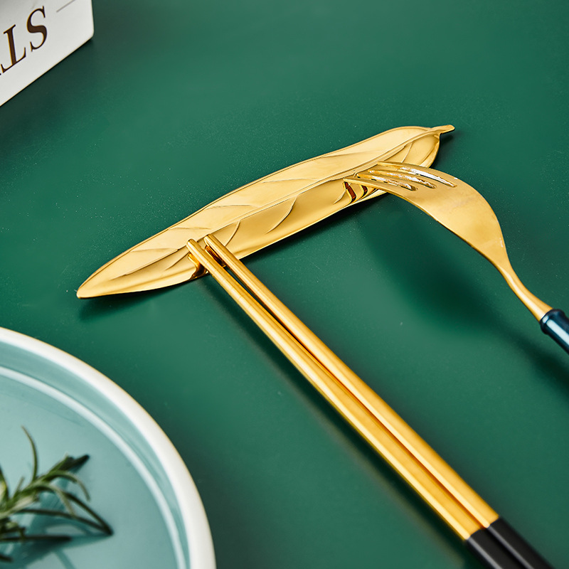 Commercial Restaurant Creative 304 Stainless Steel Gold Public Double Chopstick Holder Pillow Chopstick Holder Spoon Holder Printable Logo Tableware