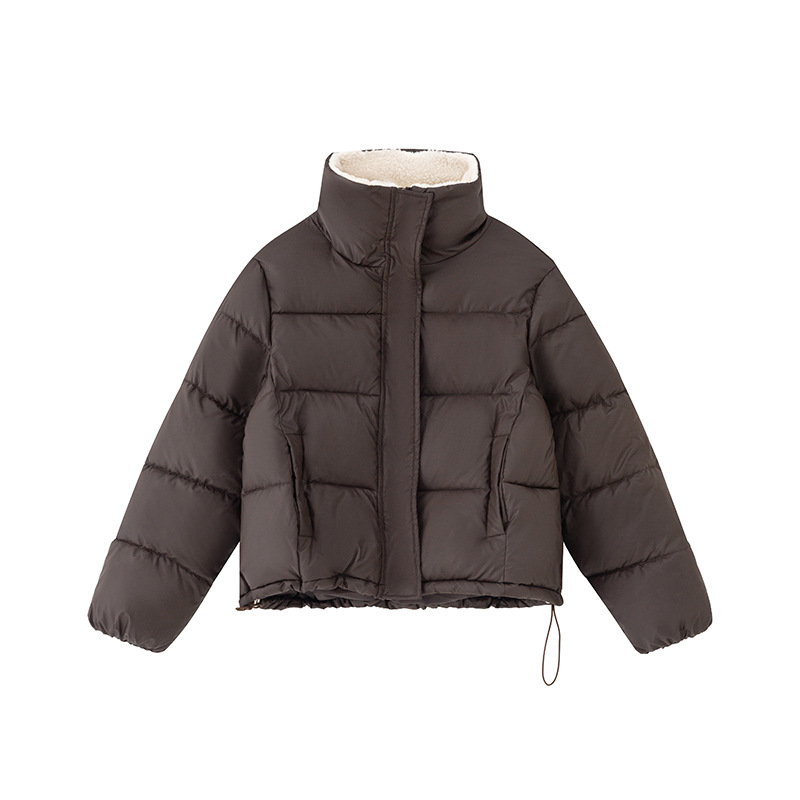 Lapel Stitching Lamb Wool Lightweight Cotton-padded Coat Women's Short 2024 Winter New Arrival Trendy Fashionable Coat for Small Men