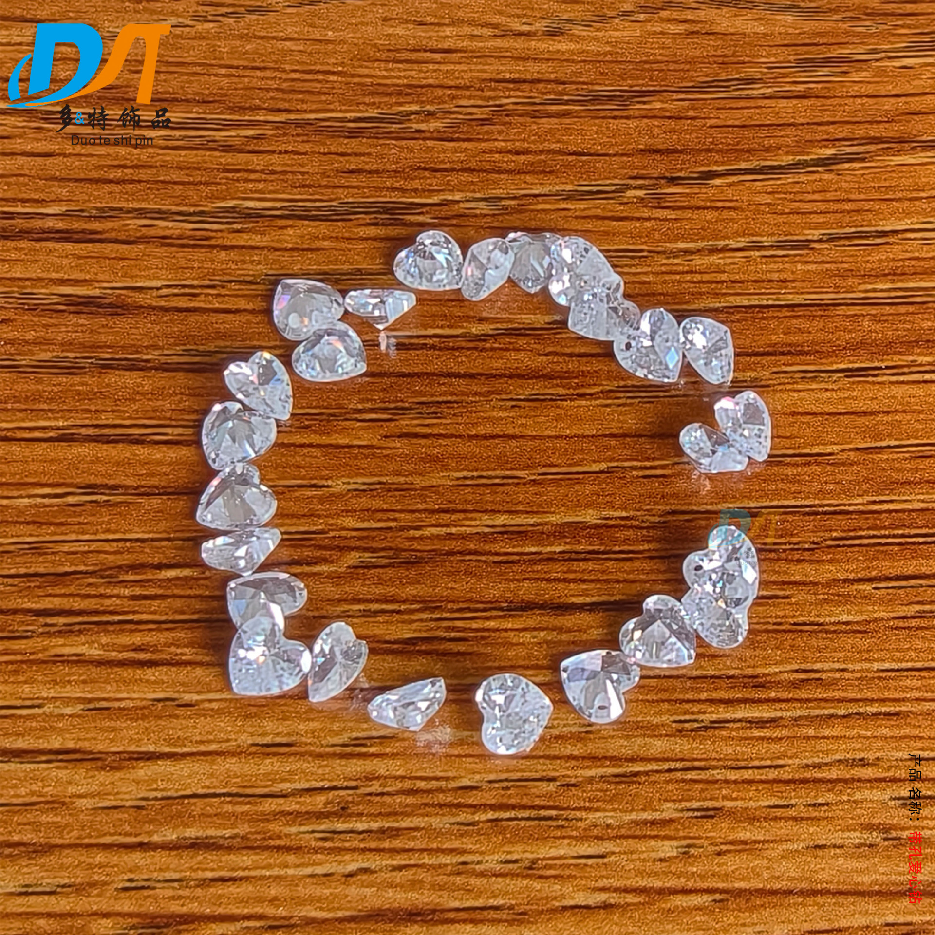 Diy6*6Mm Heart-Shaped Nail Art Decorations with Holes, Micro Zirconia, Super Shiny Plated Base, Marquise Heart-Shaped Nail Decorations