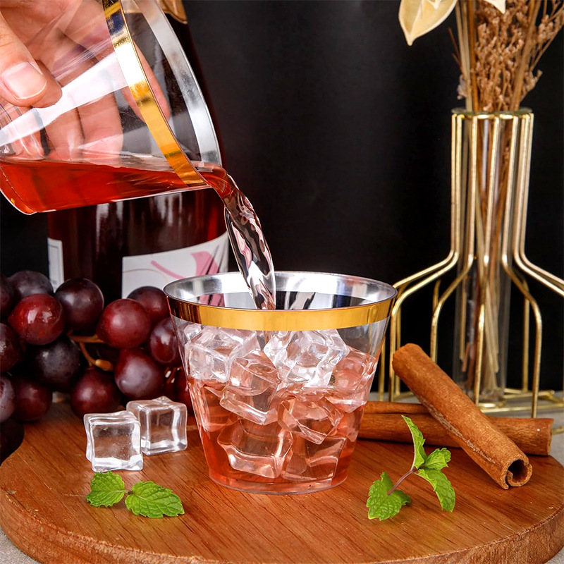 Cross-border Exclusive Disposable Champagne Cup Party Supplies Plastic Red Wine Glass Transparent Cocktail Glass Martini Glass