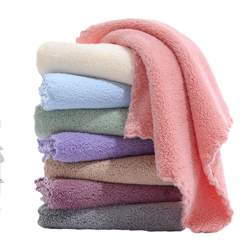 Square Towel 30*30 High-Density Coral Velvet Kidsren's Face Wash Towel Absorbent Logo Gift Welfare Kindergarten Rag