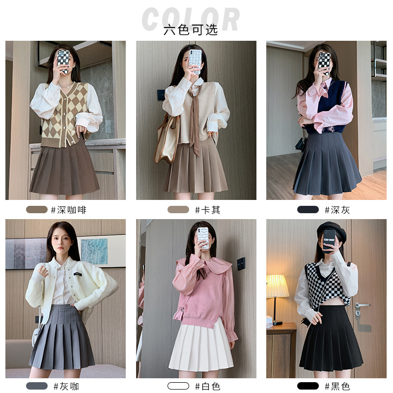 Gray Pleated Skirt for Women, High Waist, Slimming Look, Spring and Summer New Super Hot Plaid Skirt, A-Line Jk Skirt