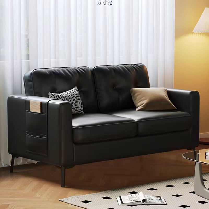 Sofa Small Apartment Double Rental Housing Office Lounge Clothing Store Apartment Black Leather Art Living Room Sofa