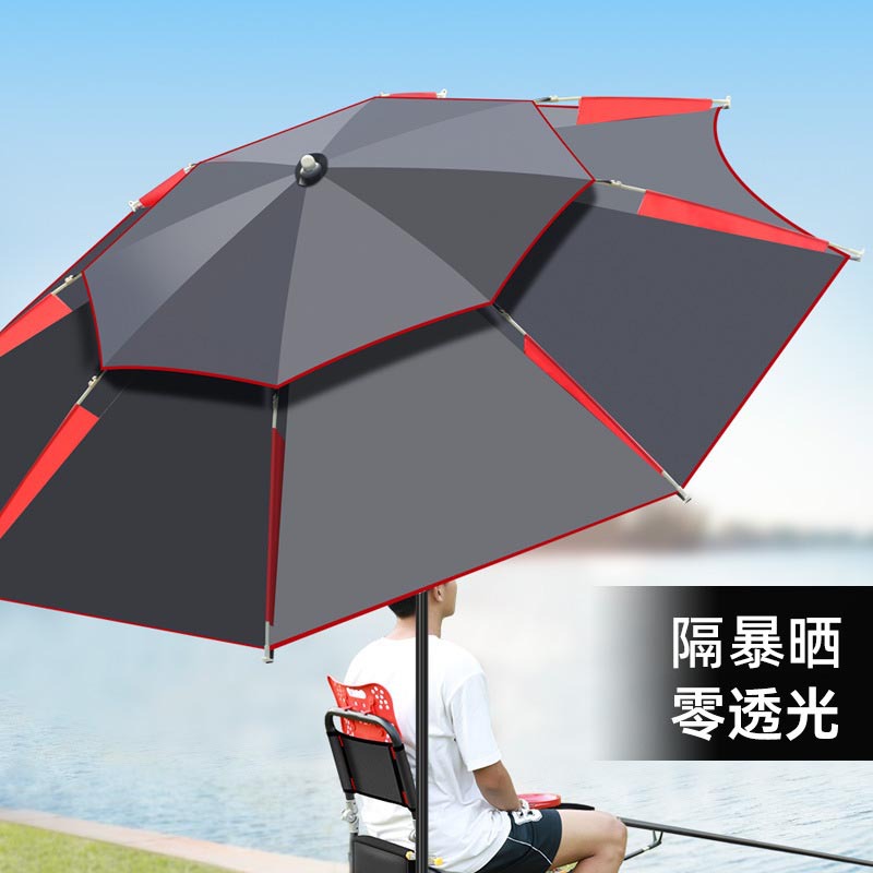 Factory wholesale fishing umbrella large fishing umbrella ground insert thick folding large umbrella black rubber universal rainstorm fishing sunshade