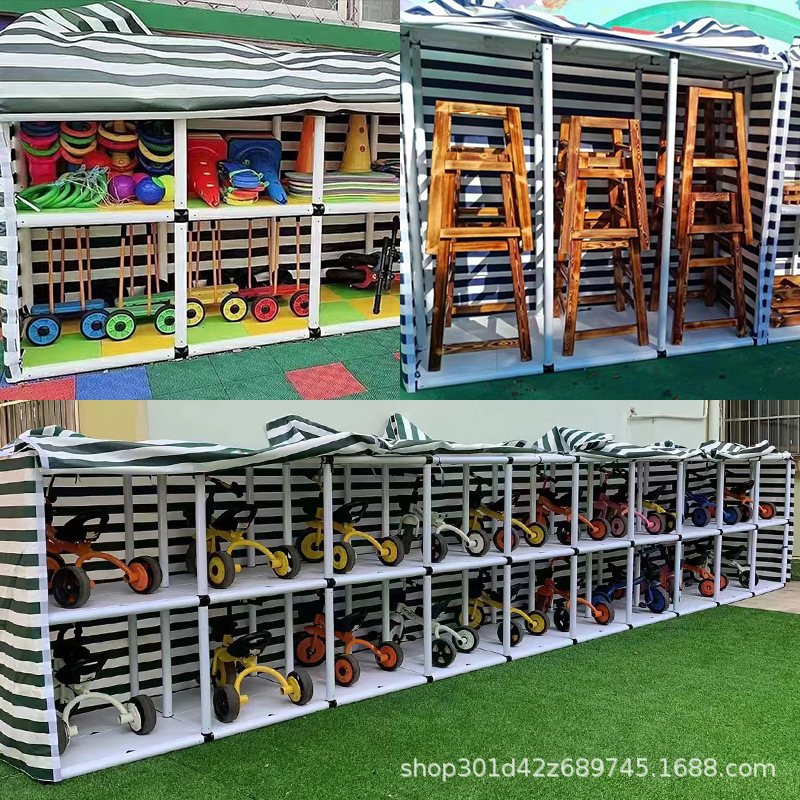 Kindergarten Outdoor Storage Rack Building Block Equipment Storage Cabinet Kidsren's Car Toy Rainproof Storage Shed Mobile Storage Cabinet