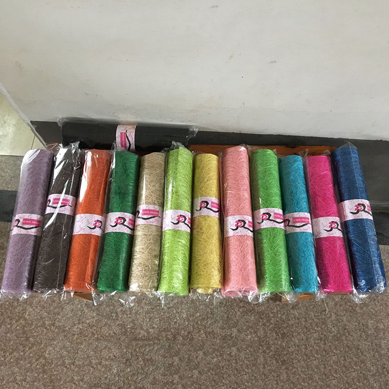 Supply abaca silk cloth Christmas craft sisal silk cloth fine mesh decorative cloth messy linen textile abaca silk cloth
