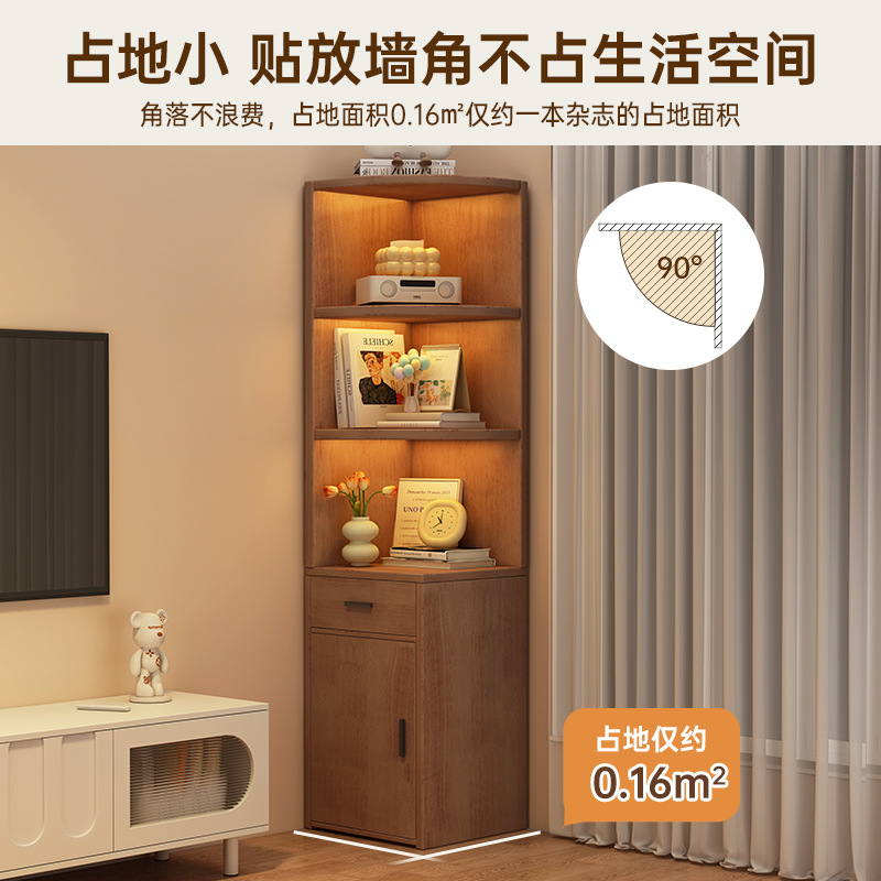 Угловой шкаф из массива дерева, треугольный, узкий, для детской, простой книжный шкаф