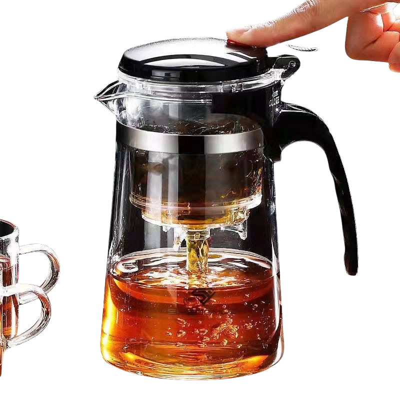 Cross-border High Temperature Resistant Tea Cup Teapot Household Tea Set One-key Filter Tea Cup Tea Water Separation Glass Teapot