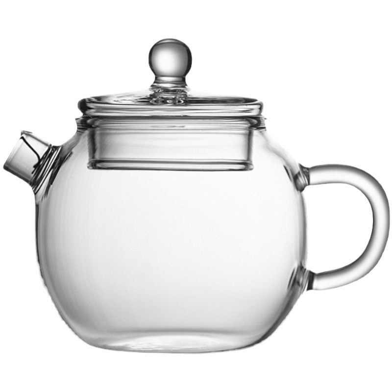 Glass small pot small giant wheel health teapot heat-resistant glass mini teapot with lid kung fu transparent hand-held pot