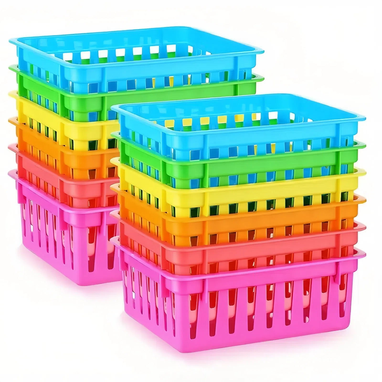 Plastic Basket Color Classroom Storage Basket Pencil Storage Box Stationery Basket Cross-border Hot Sale