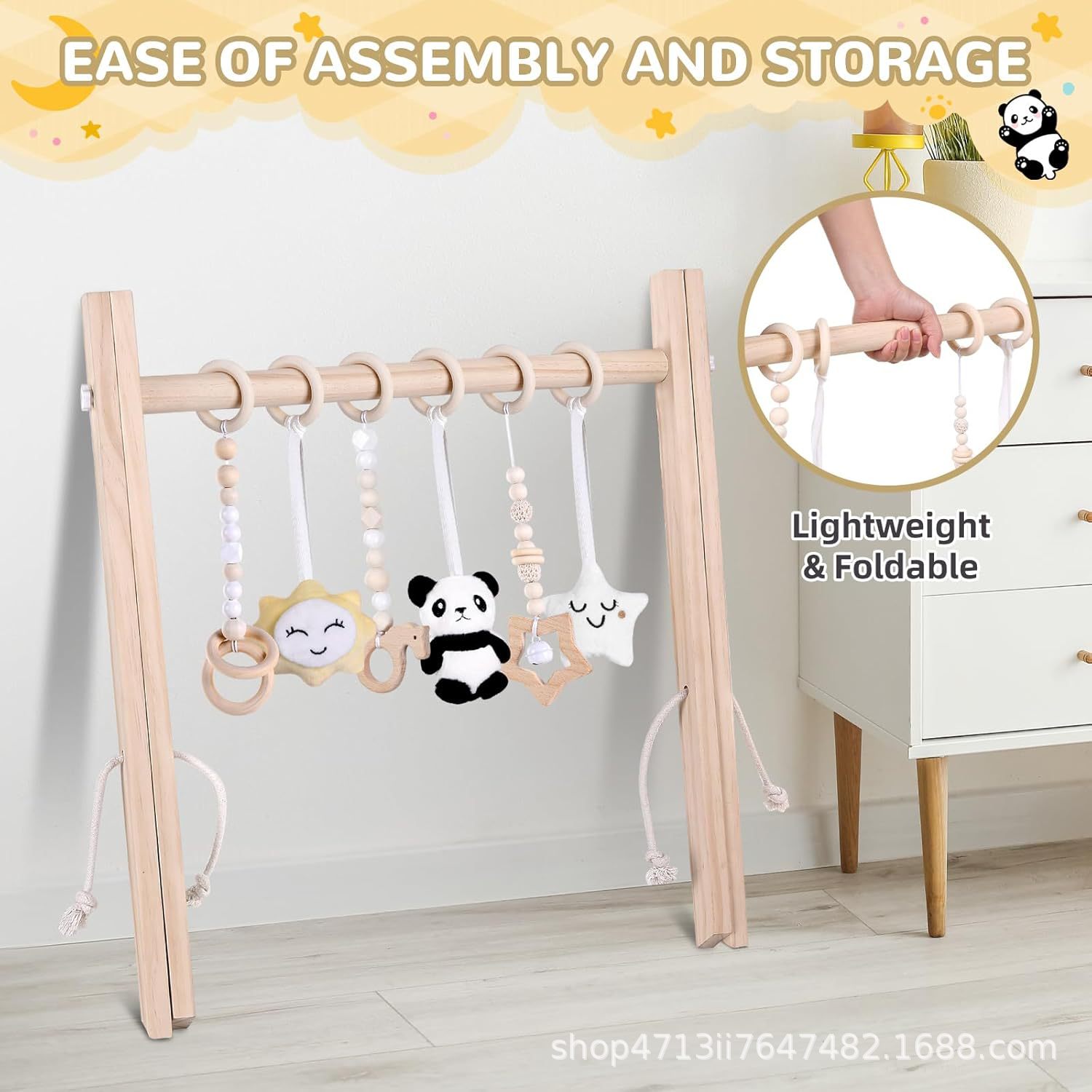 Decorative Nordic Style Wooden Fitness Equipment Ornaments Newborn Baby Baby Fitness Rack Toy Bell Fitness Rack