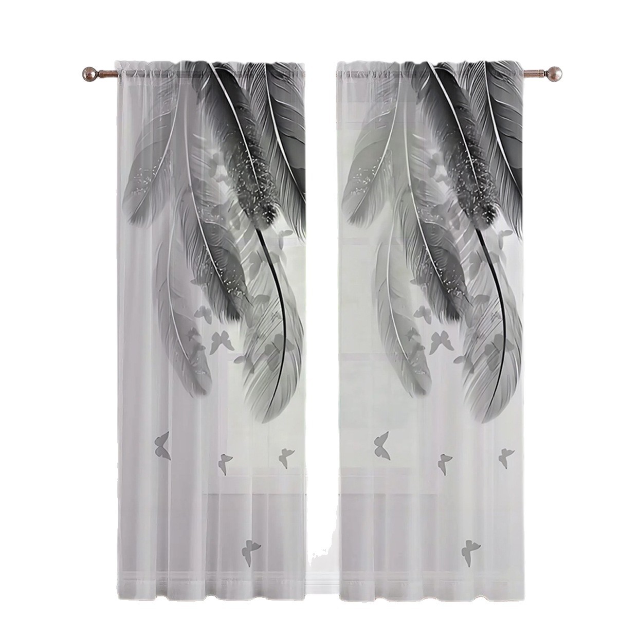 Jit Delivery Is Exclusively for Factory Direct Sales of Gray Coconut Leaf Nordic Style Digitally Printed Processed Curtains and Sheer Curtains That Allow Light to Pass through