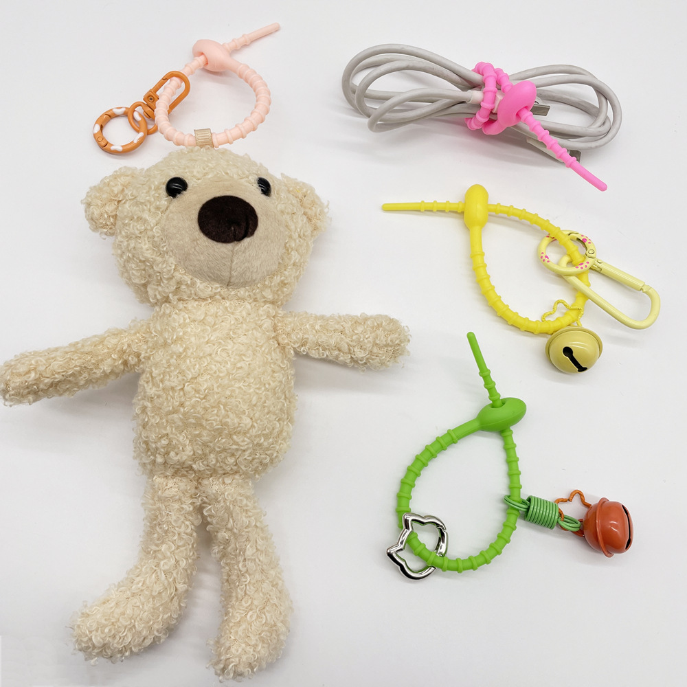 Color Silicone Cable Tie Storage Rope Data Cable DIY Keychain Accessories Silicone Cable Strap Color Lanyard