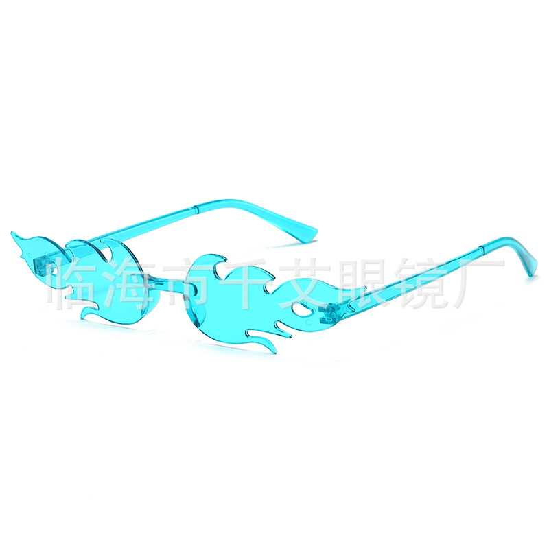 New European and American Cross-border Flame Sunglasses Frameless Personality Colorful Ball Glasses Trendy Fashion Show Party Sunglasses