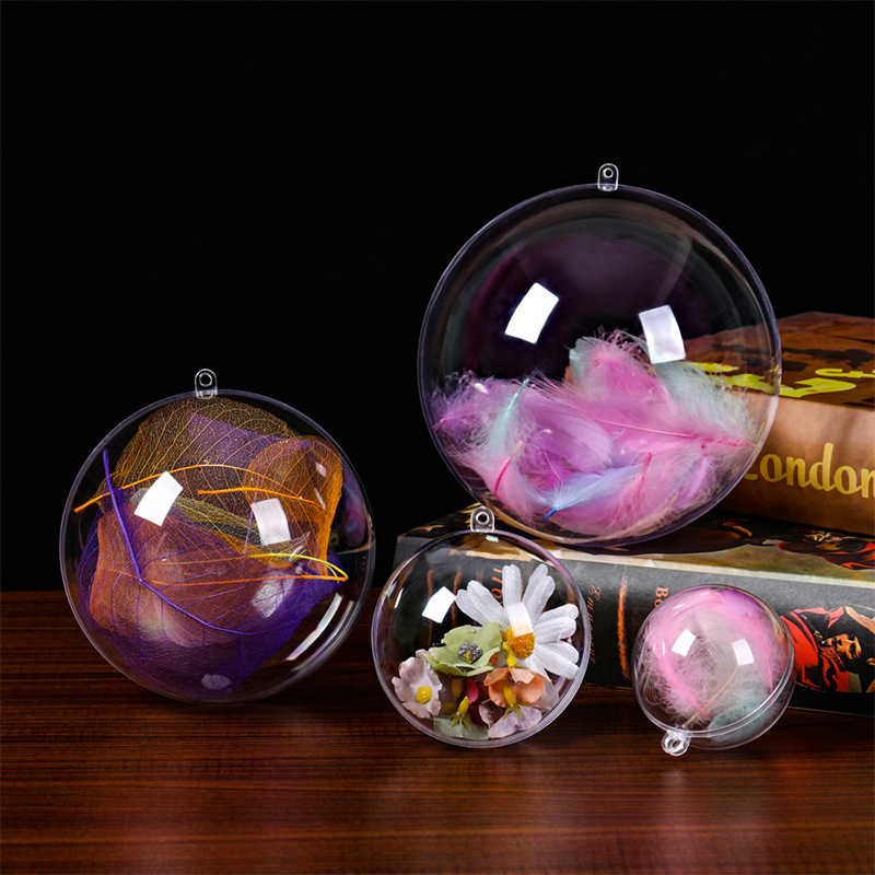 Factory wholesale ps Christmas ball transparent ball acrylic hollow ball Festival decoration hanging ball opening and closing ball plastic ball