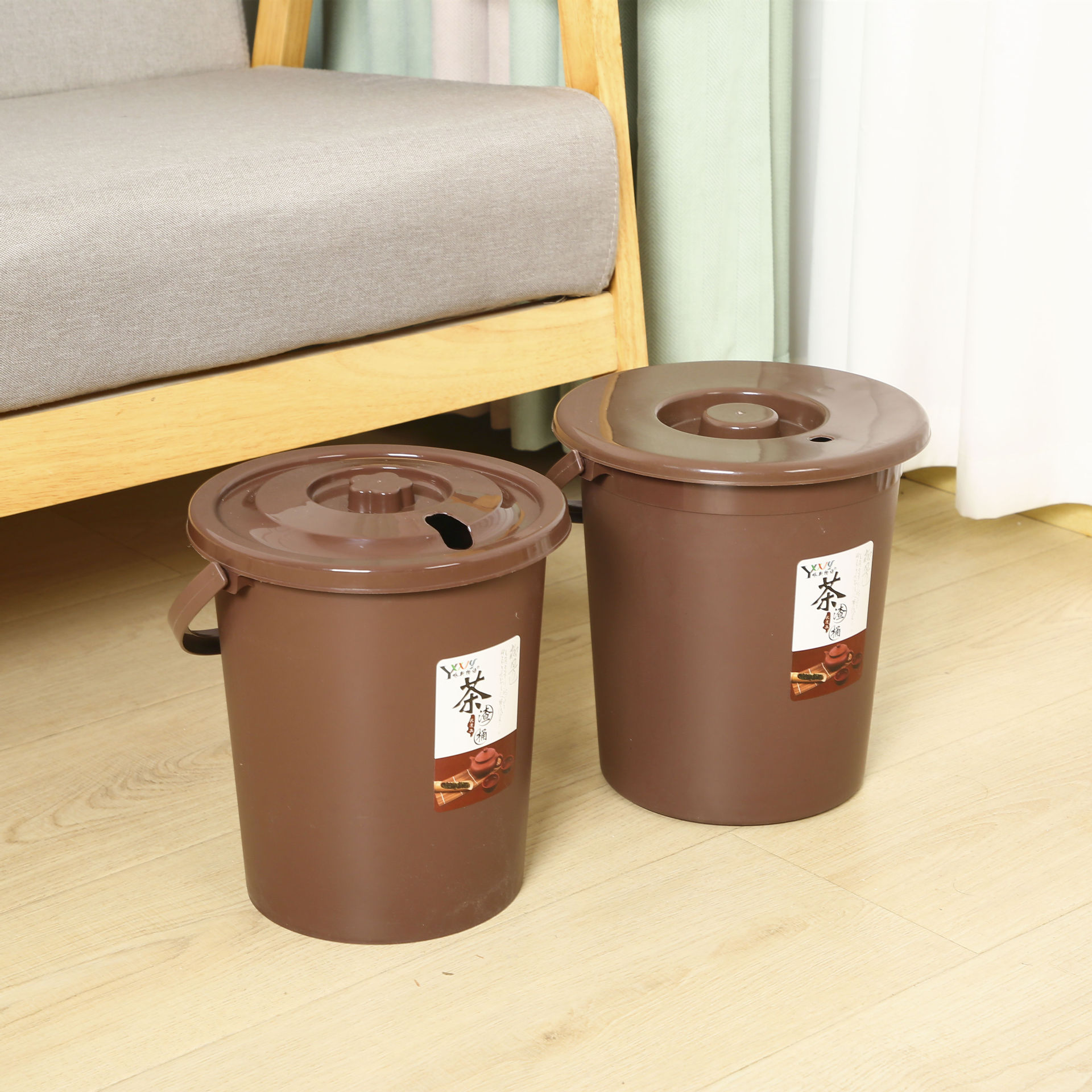 Круглое пластиковое ведро для чайных отходов с крышкой, мусорное ведро, ведро для сточных вод, дренажное ведро, фильтр для разделения чайных отходов