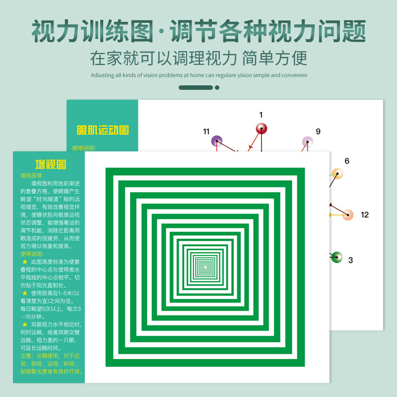 Far View Eye Muscle Exercise Training Wall Sticker Astigmatism Recovery Chart Increase View Overlook Chart Children's Vision Correction Table