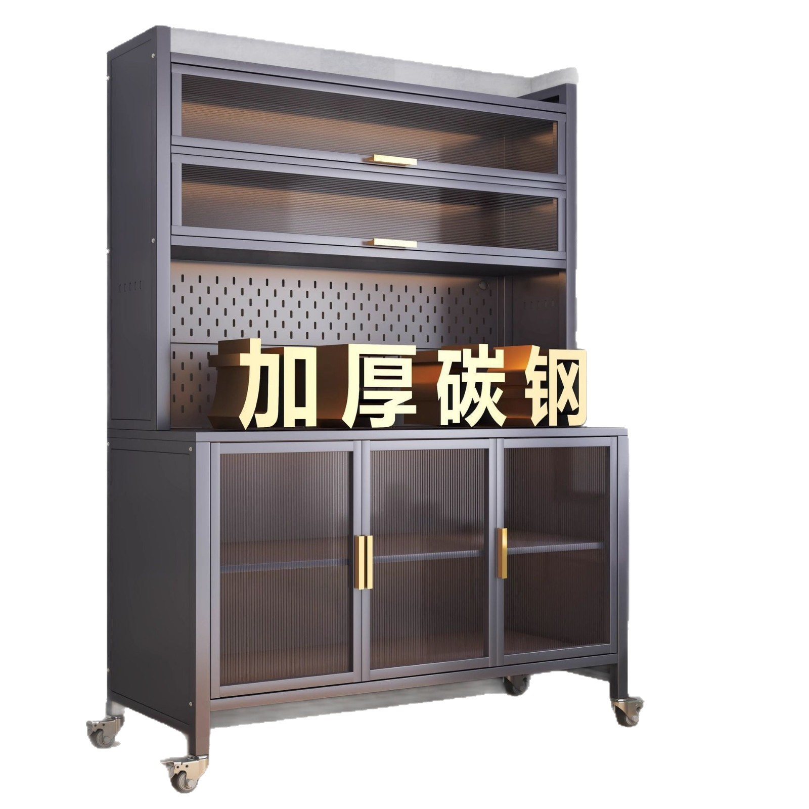 Kitchen Multifunctional Storage Rack Slate Sideboard Household Dustproof Storage Cabinet Multi-Layer Snack Cabinet Floor-Standing Storage Cabinet