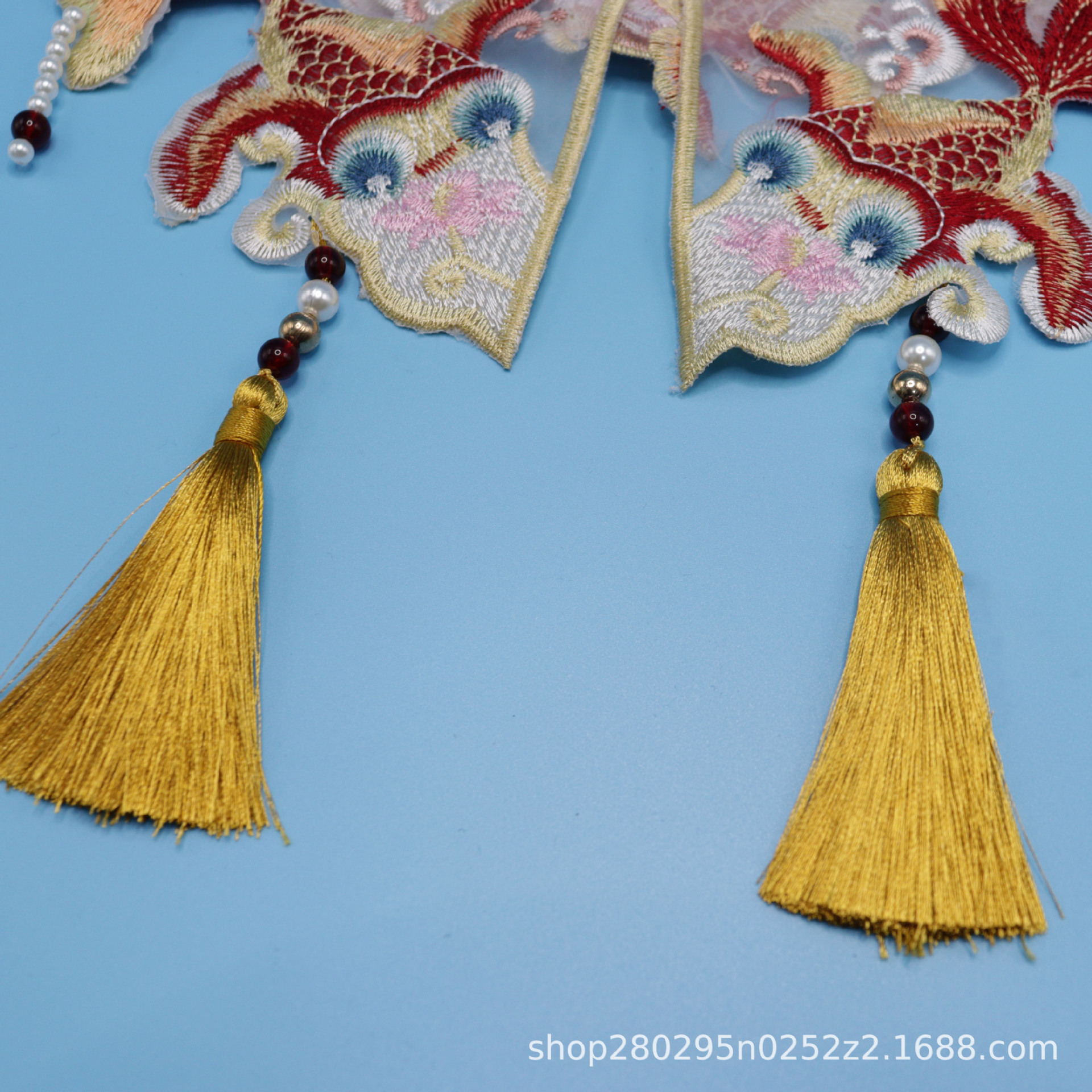 Chinese style children's clothing Hanfu cloud shoulder strap hanging ear goldfish collar embroidered gauze lace collar decorative collar small cape