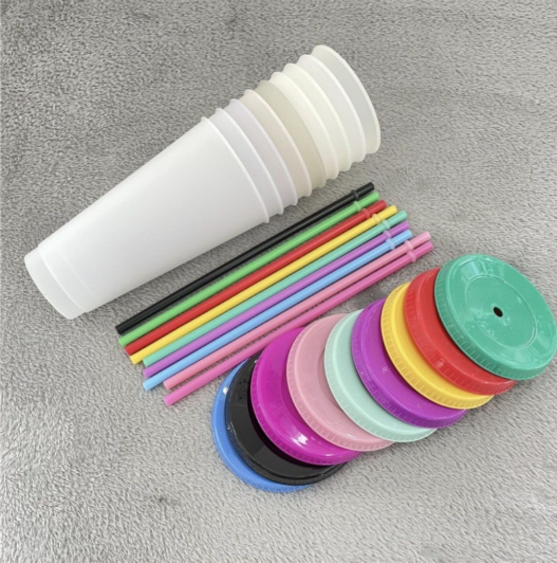 16Oz24Oz710Ml Temperature-Sensitive Cold Color-Changing Cup Amazon Frosted Straw with Lid Straw Water Cup