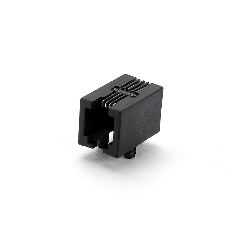 4-Pin Connector Network Plug-In Interface Vertical Network Port Rj11 53A 4P4C Flat Mouth Black