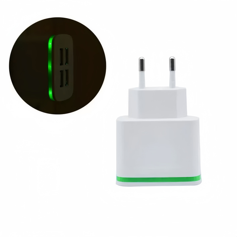4Usb Charger Luminous Green Edge 4A Multi-Port USB Wall Charger Smartphone Tablet Travel Charging Head