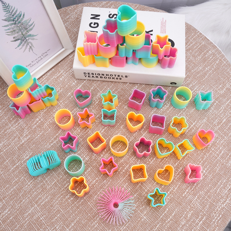 Qixing Rainbow Circle Cross-border Exclusive for School Supermarket Shaped Stall Prizes Temple Fair Toy Spring Ring Factory Direct Supply