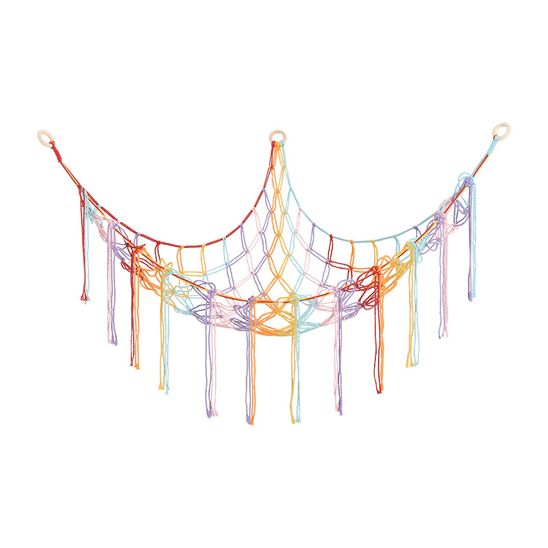 Toy Storage Net Bag Wall Hanging Hand-Woven Triangle Net Bag Kidsren's Room Doll Storage Net Bag Wall Hanging Hammock