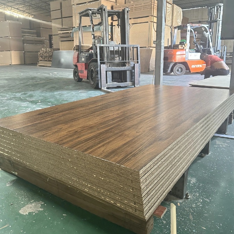 15mm Wood Grain Vertical Pattern Board Paint-Free Particle Board Hotel Furniture Partition Melamine Particle Board