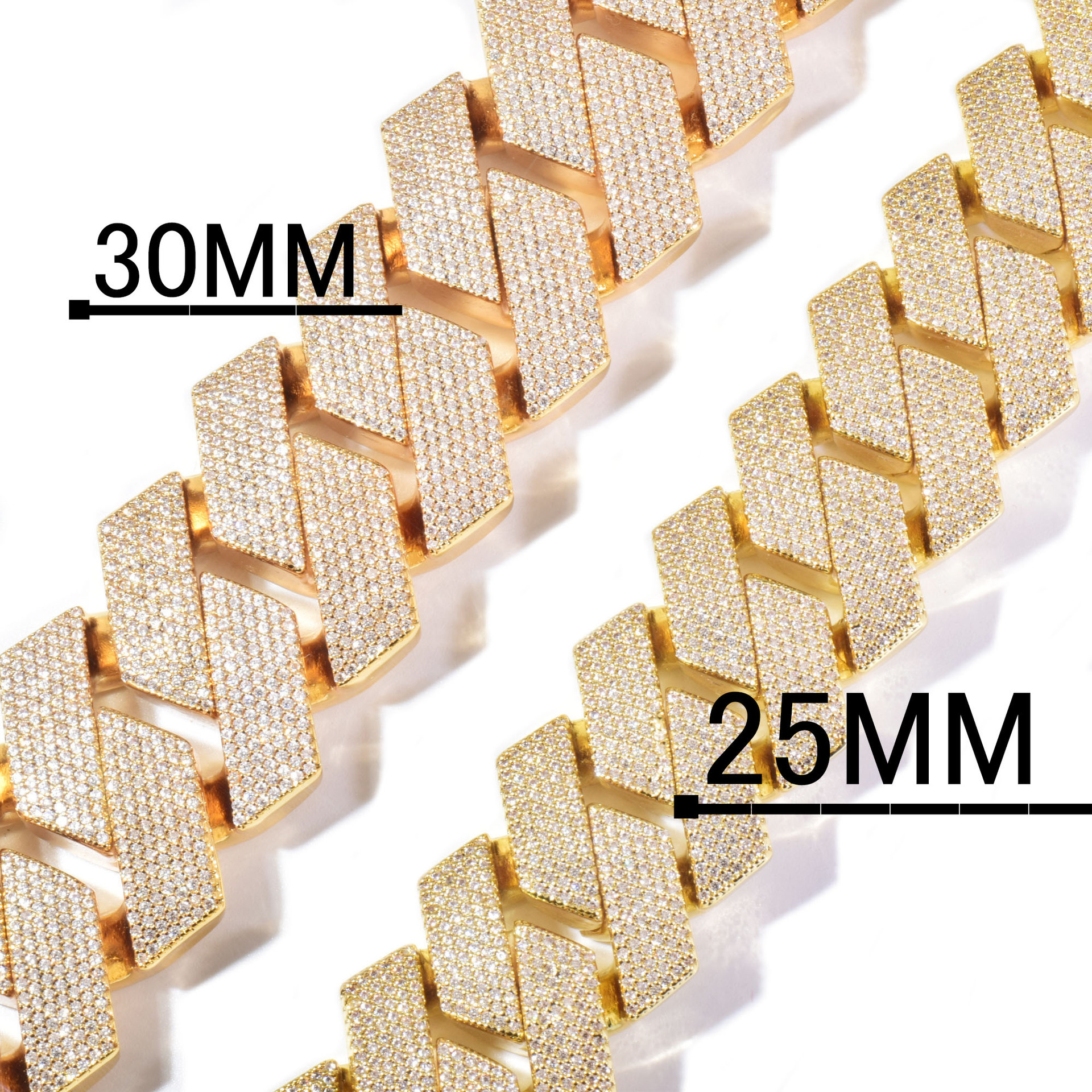 Tingjie European and American Personalized Hip-Hop 25mm Inlaid Zircon Cuban Chain Heavy Industry Men's Necklace Fashion Trendy Jewelry Batch