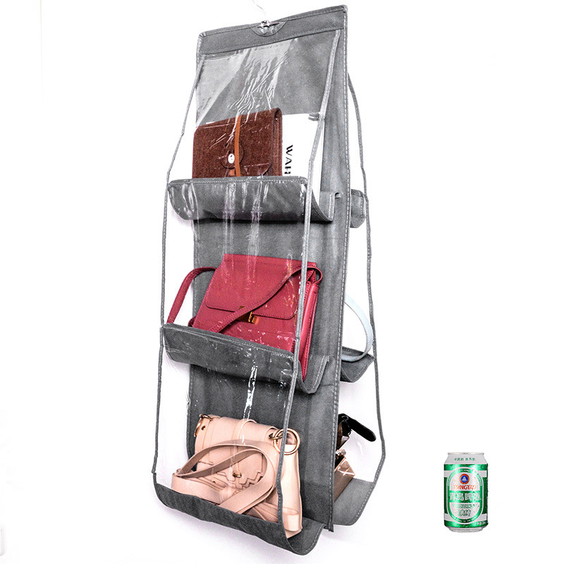 Double-Sided Six-Layer Bag Hanging Organizer Handbag Storage Bag Hanging Multi-Layer Transparent Dustproof Bag Available in Multiple Colors