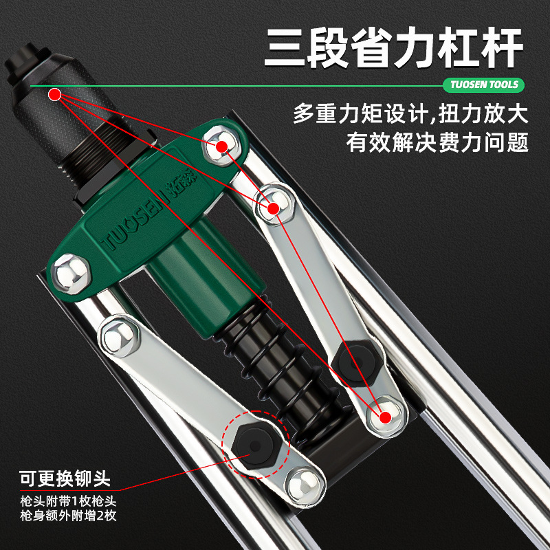 Tuo Sen Core Pulling 17 "Rivet Gun Manual Door and Window Hinge Rivet Tool Nail Gun Nut Gun Hand Rivet Gun
