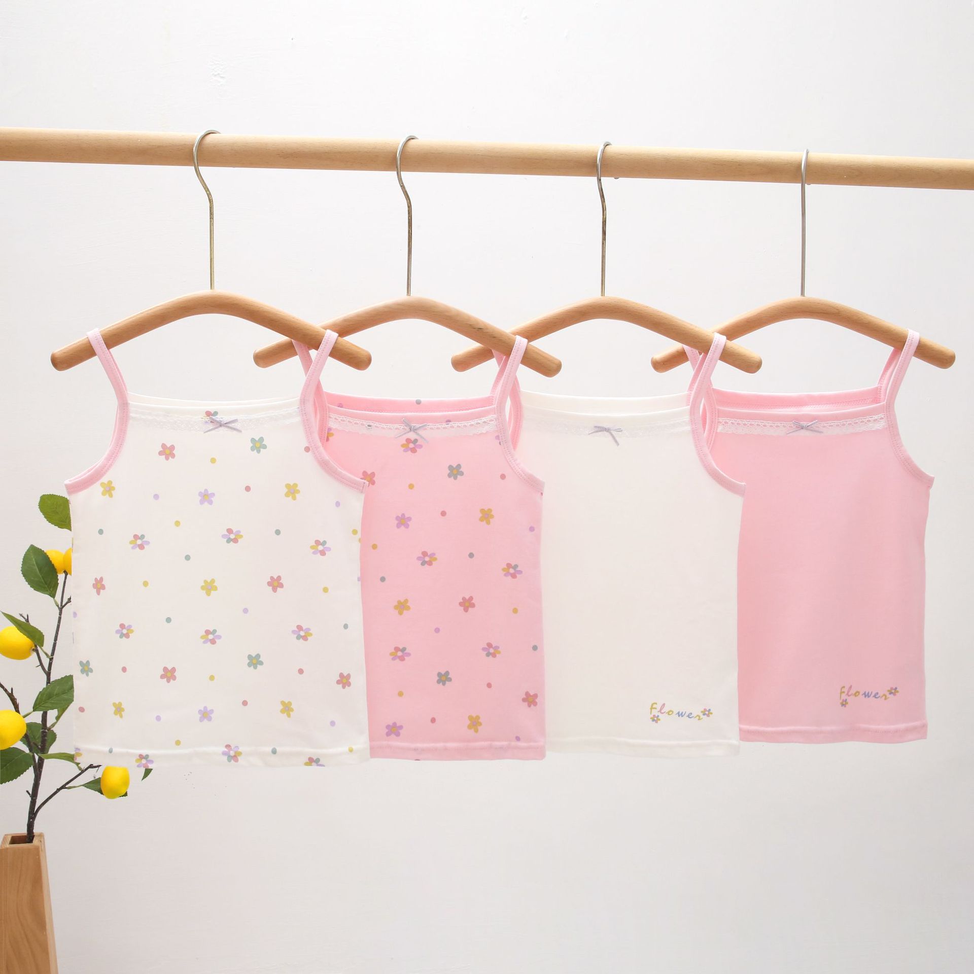 Girls Camisole Kidsren's Pure Cotton Baby Inner Wear Baby Korean Style Summer Kidsren's Bottoming Shirt Lace Vest