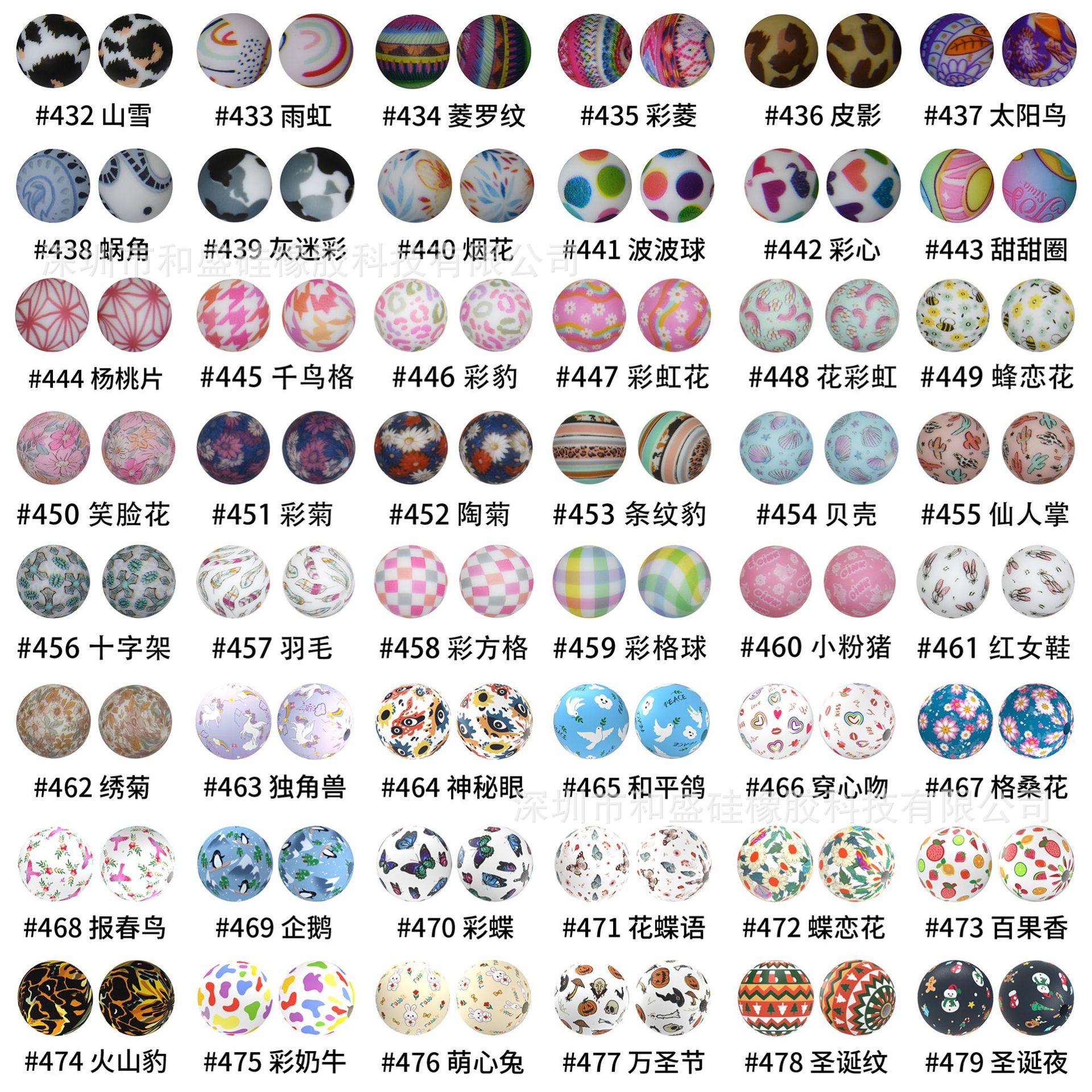 Silicone Beads DIY Loose Beads 12Mm15Mm19Mm Water Transfer Round Beads Baby Teether Silicone Beads Manufacturer Wholesale