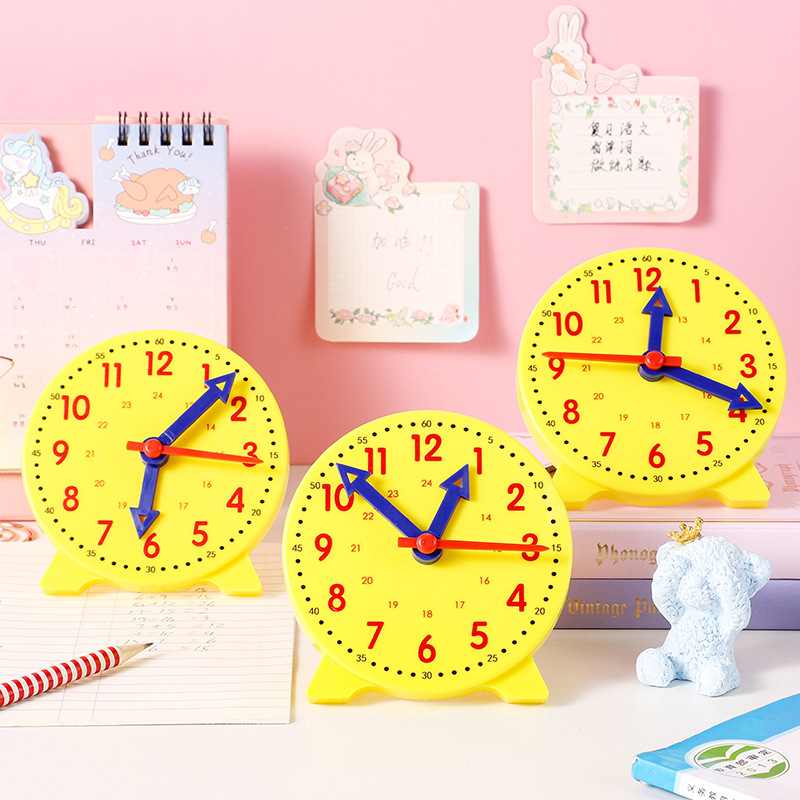 Clock model children's learning time teaching aids three-pin linkage clock model first and second grade clock face time learning aids