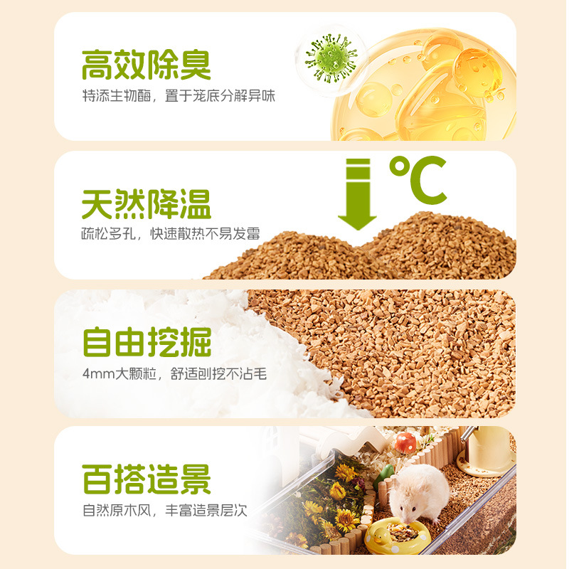 Buka Star Walnut Sand Biological Enzyme Hamster Litter Golden Bear Flower Rat Universal Sawdust Deodorizing and Absorbent Product