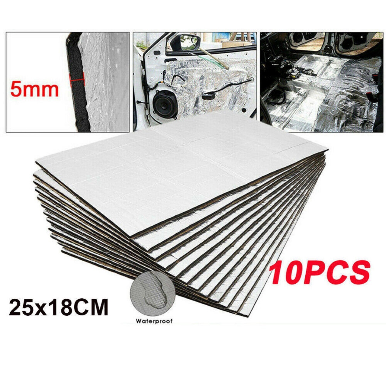 10 листов звукоизоляционного шокового коврика, автомобильная звукоизоляция, компактный фургон 5мм изоляционный хлопок