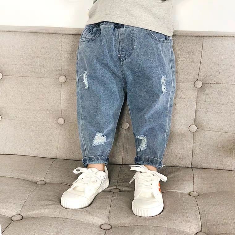 Children's Wear Children's Ripped Jeans Spring and Autumn New 1-8 Years Old Girl Boys' Loose Trousers Baby Western Style Daddy Pants