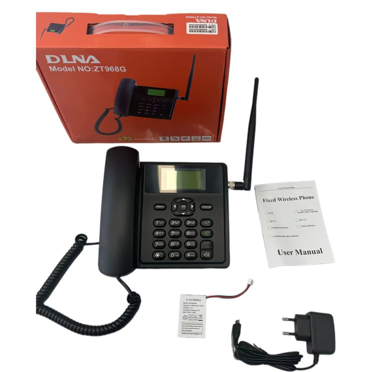 2G/3G/4G GSM подключаемый двухсимочный беспроводной телефон черный бизнес домашний стационарный телефон трансграничный