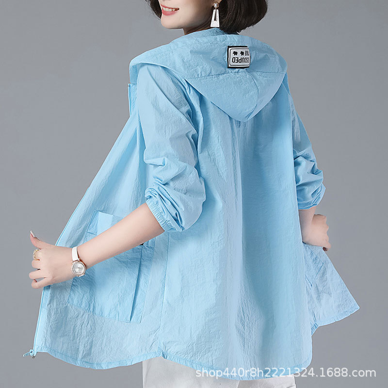 [40.00 kg-100.00 kg] Sunscreen Clothing Women's Fat mm Large Size Loose Summer Medium and Long Sunscreen Clothing Ultraviolet Protection Jacket