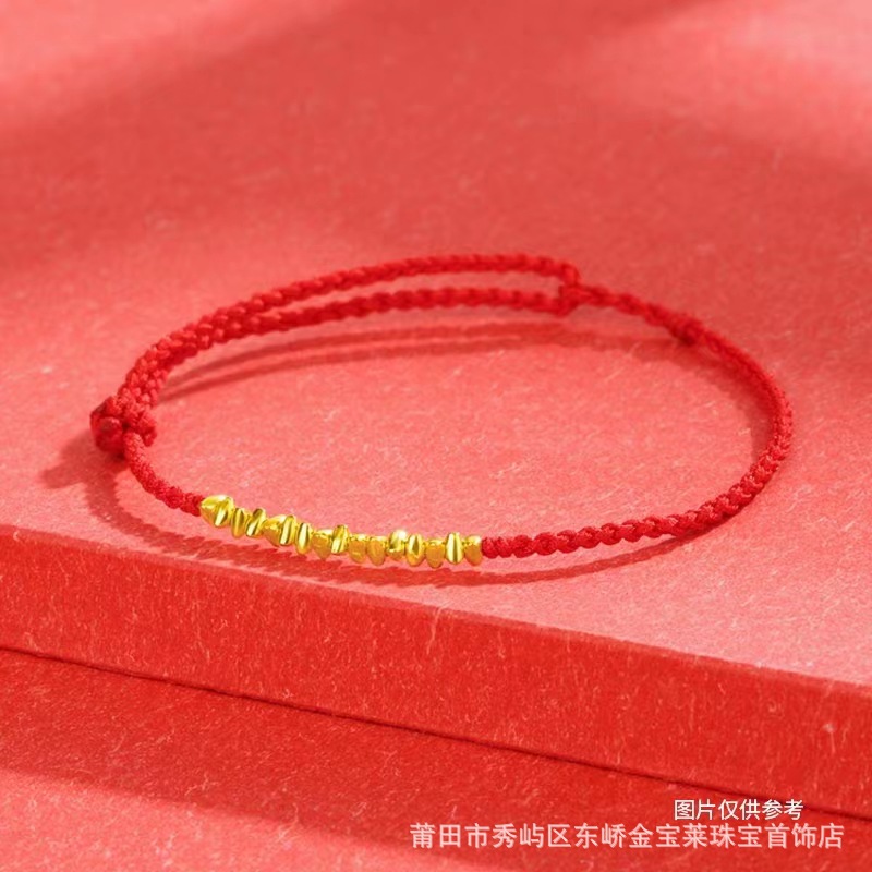 3D hard gold 999 gold triangle spacer broken gold spacer bracelet beads DIY pure gold men's and women's accessories