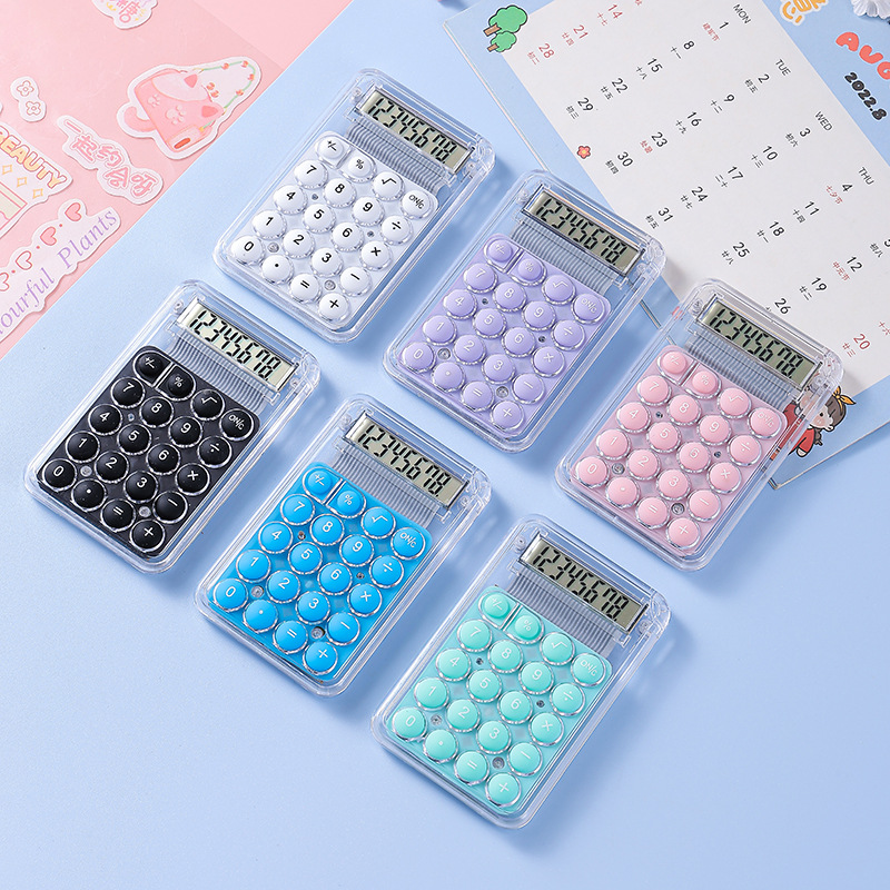 Cross-border High-value Mini Transparent Cute Calculator Pocket Portable Candy Color Student Gift