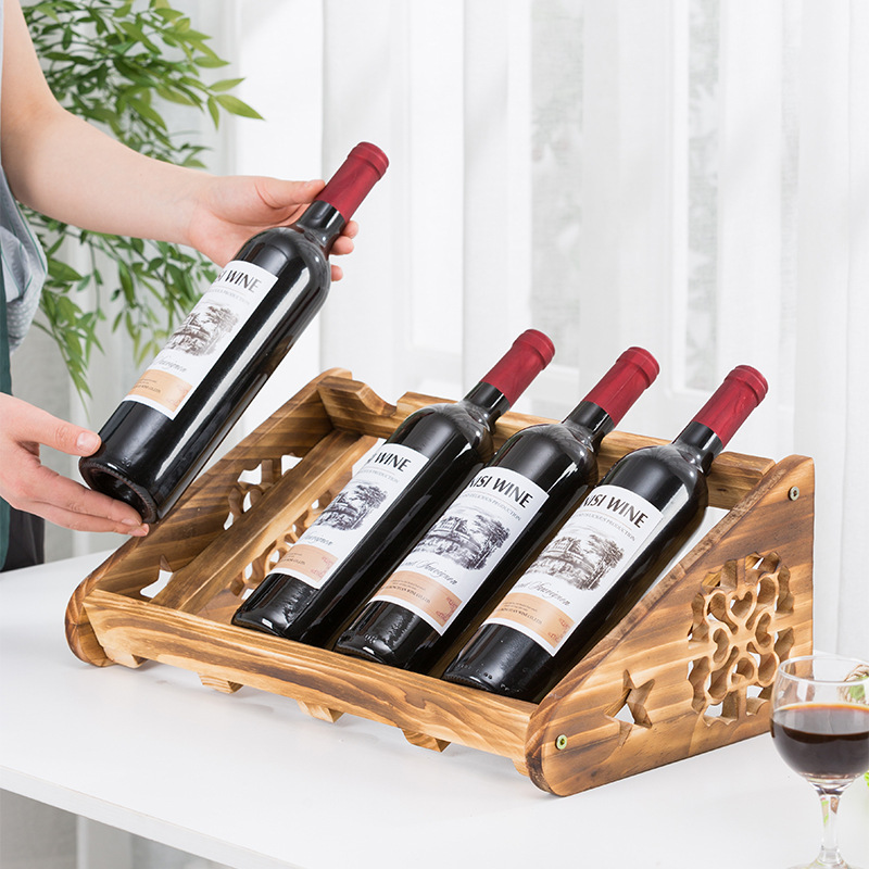 Wine Rack solid wood decoration household wine bottle rack oblique wine rack wooden wine cabinet display rack wine tray