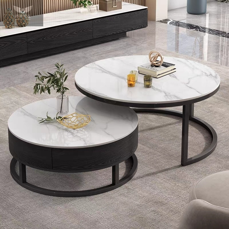 Легкая роскошь современный простой скандинавский светлый каменный стол высококачественный кофейный столик комбинация ТВ шкафа для дома маленькой квартиры круглый стол