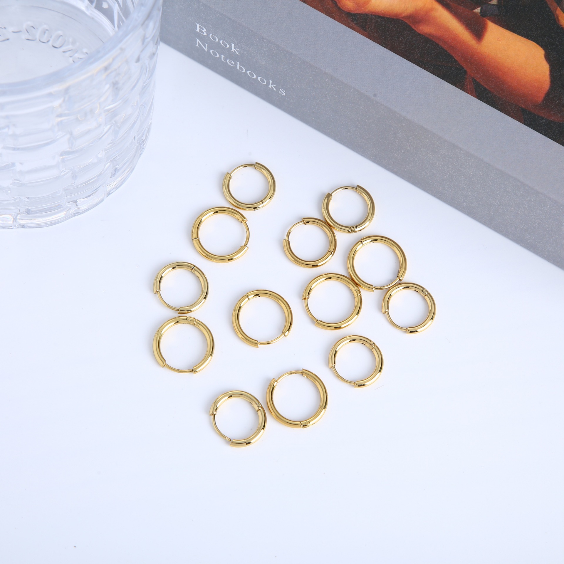 Cross-Border Classic Daily Plain Metal Earrings for Women Korean Simple Personality Versatile Temperament Fashion Earrings Earrings