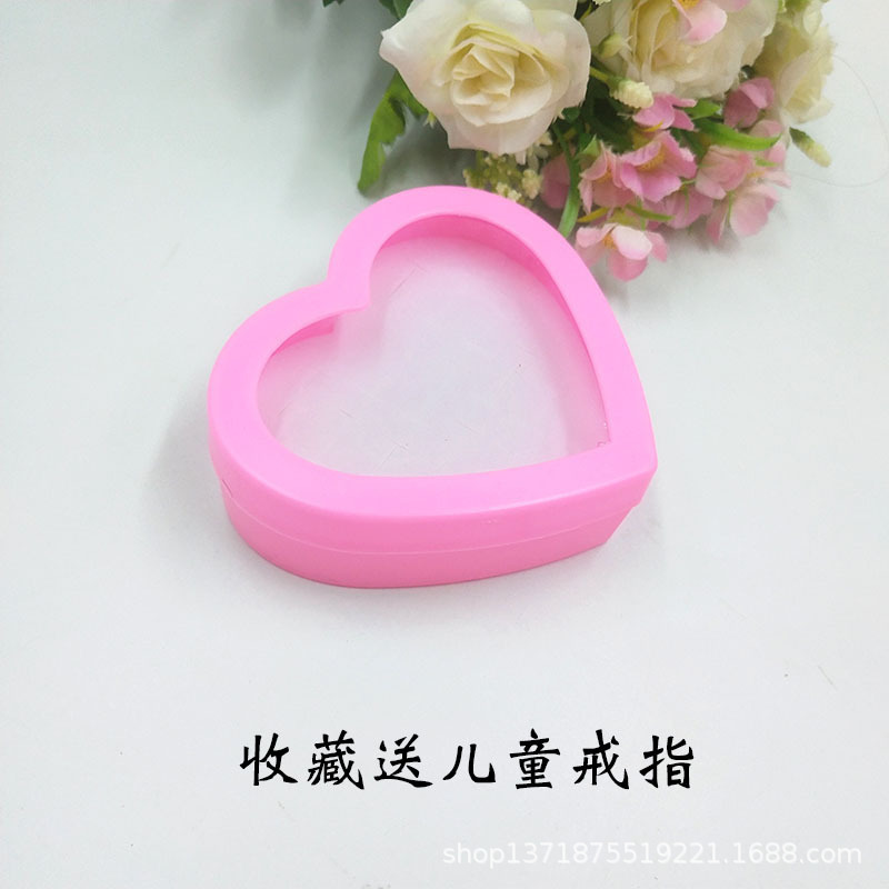 Children's Women's Ring Box Plastic Pink Love Box Jewelry Earrings Display Storage Box
