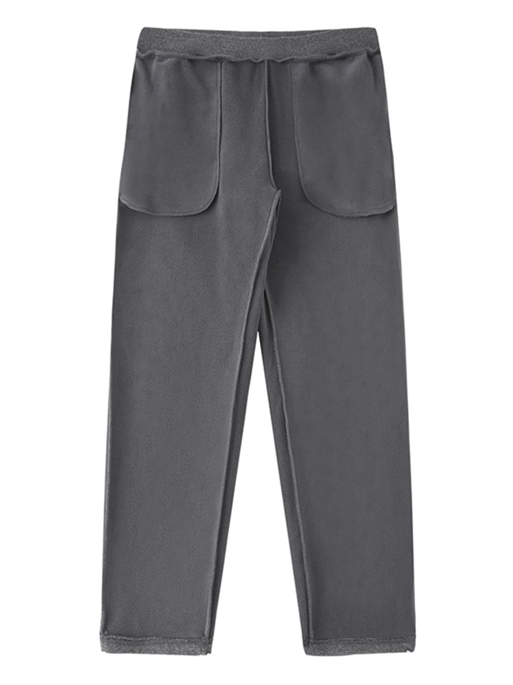 Knitted fleece-lined thickened men's elastic waist warm casual pants for autumn and winter youth sports long pants men's th233688