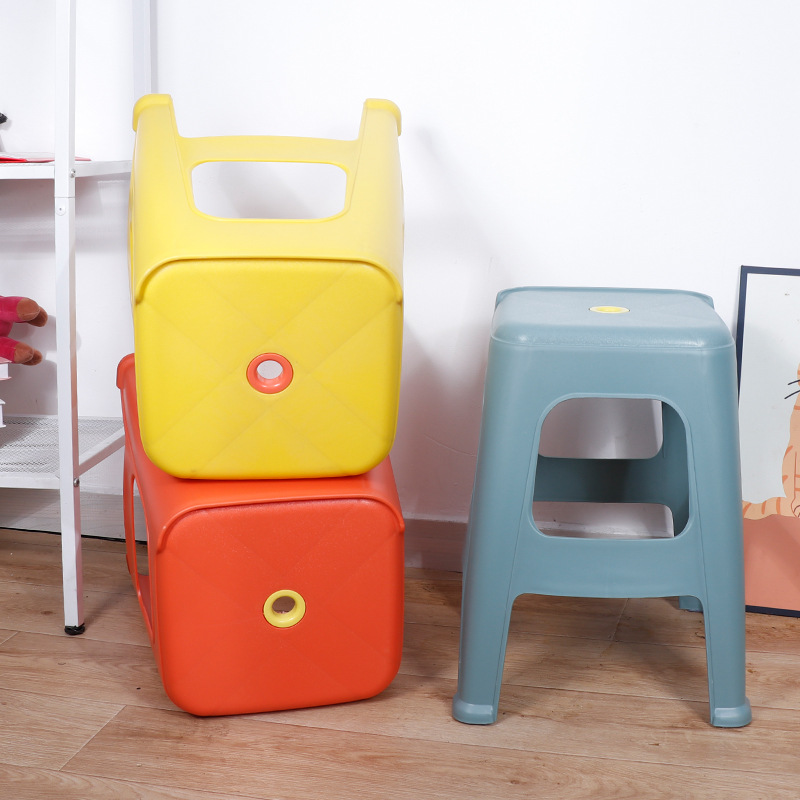Thickened phoenix tail plastic square stool extra thick non-slip shoe changing stool bathroom stool simple high stool children's stool chair wholesale