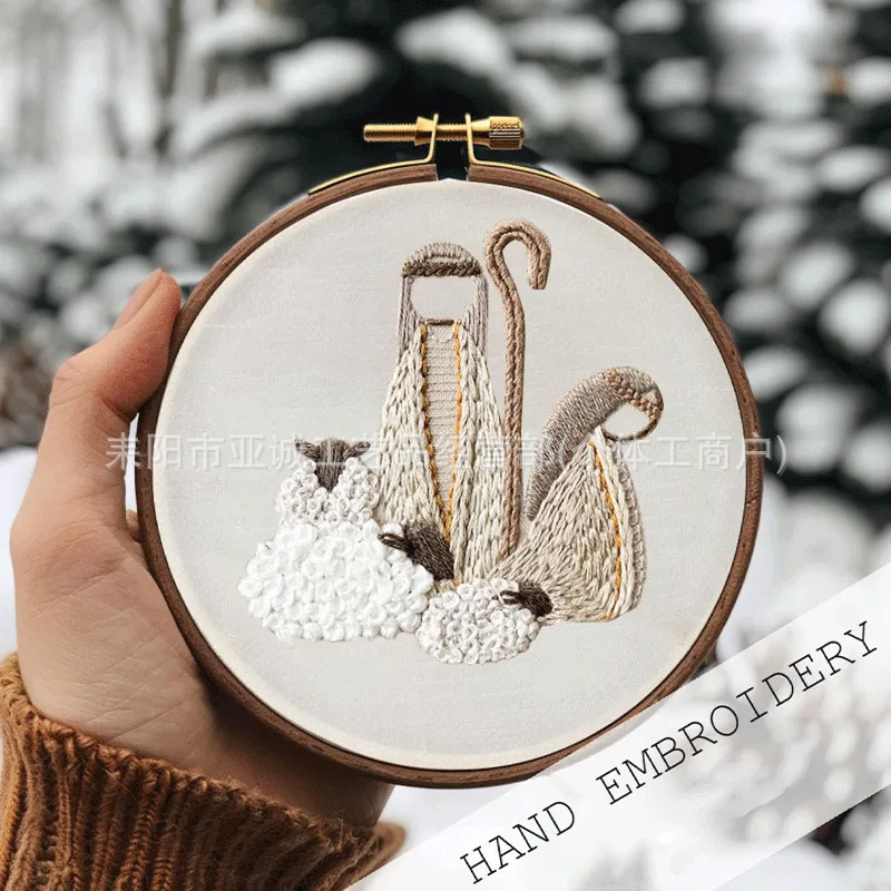 Cross Border New Nativity Series Embroidery Religious Retro Embroidery DIY Material Package Kit