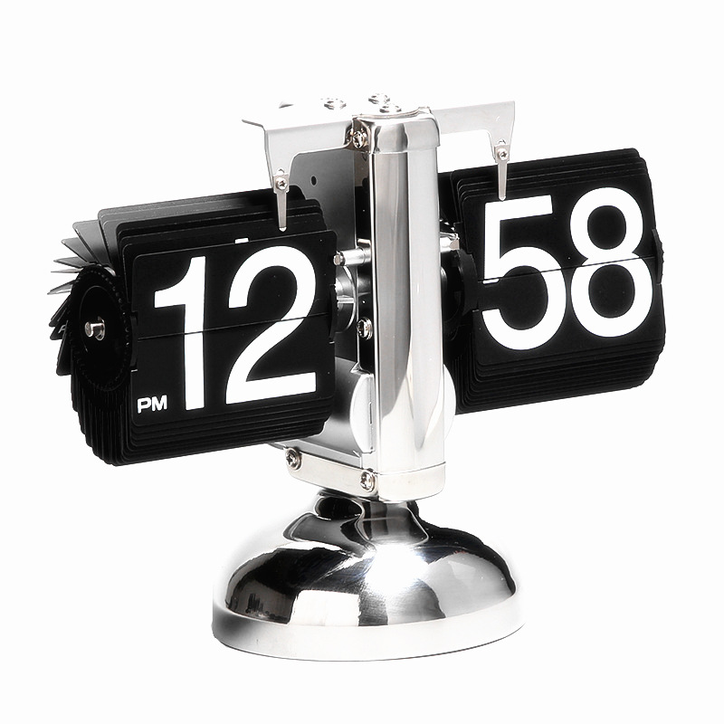 Cross-border wonderful engraving automatic page-turning clock retro simple home clock living room clock European-style one-foot balance flip clock